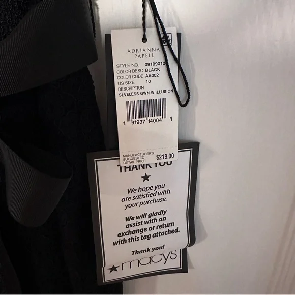 NWT ADRIANNA PAPELL Black Lace Gown - Picture 6 of 6